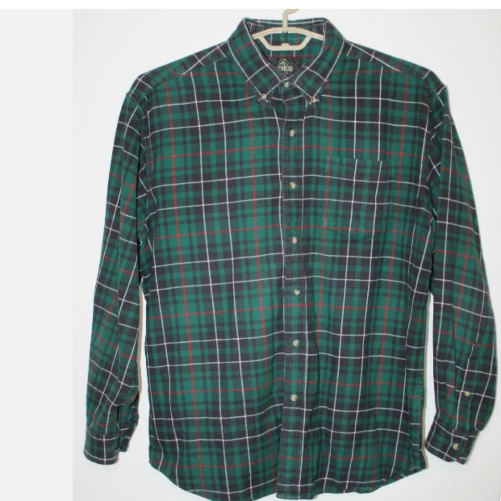 Redhead Green Tartan Plaid Flannel Button Down Shirt, 3XL